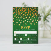 Herfst bladeren groen grunge bruiloft maaltijd keu RSVP kaartje (Staand voorkant)