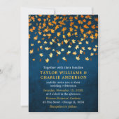 Herfst bladeren Grunge goud en blauwe bruiloft Kaart (Voorkant)