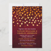 Herfst bladeren Grunge goud en rode bruiloft Kaart (Voorkant)