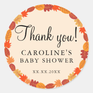 Herfst Bladeren Halloween Baby Shower Bedankt Ronde Sticker