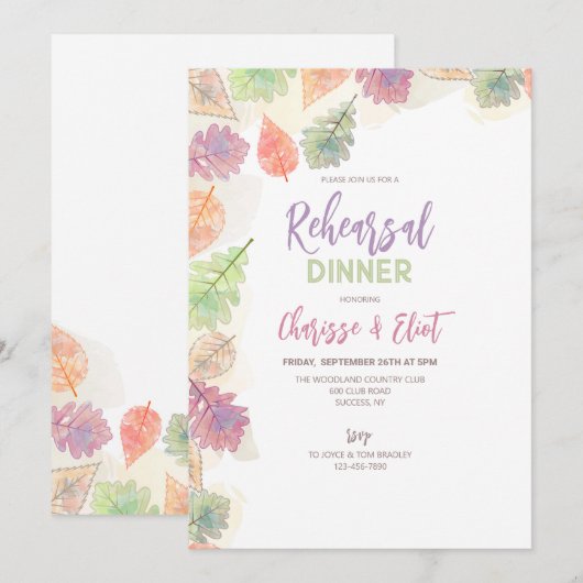 Herfst bladeren hand geschilderd kaart (Voorkant / Achterkant)