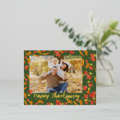 Herfst bladeren Happy Thanksgiving 2 foto Folie Feestdagen Briefkaart (Staand Voorkant)