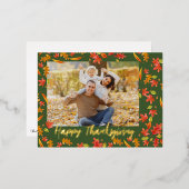 Herfst bladeren Happy Thanksgiving 2 foto Folie Feestdagen Briefkaart (Voorkant / Achterkant)