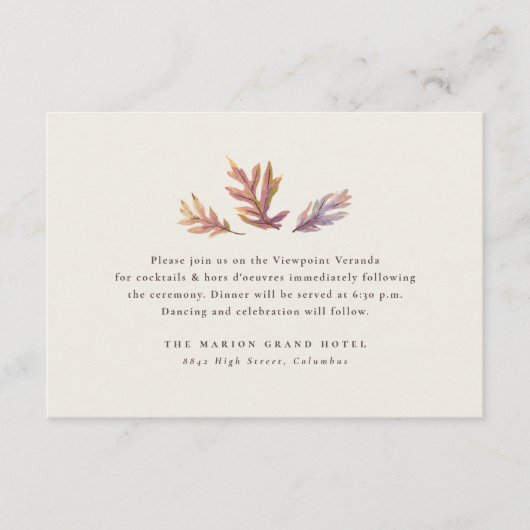 Herfst bladeren herfst bruiloft eenvoudige ontvang informatiekaartje (Voorkant)