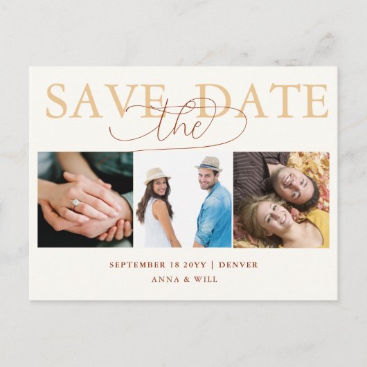 Herfst bladeren herfst bruiloft foto opslaan van d briefkaart (Voorkant)