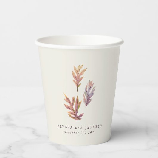 Herfst bladeren herfst bruiloft gepersonaliseerde  papieren bekers