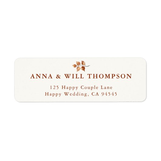 Herfst bladeren herfst bruiloft koper retour adres etiket (Voorkant)