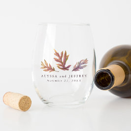 Herfst bladeren herfst bruiloft mooi gepersonalise wijnglas zonder voet