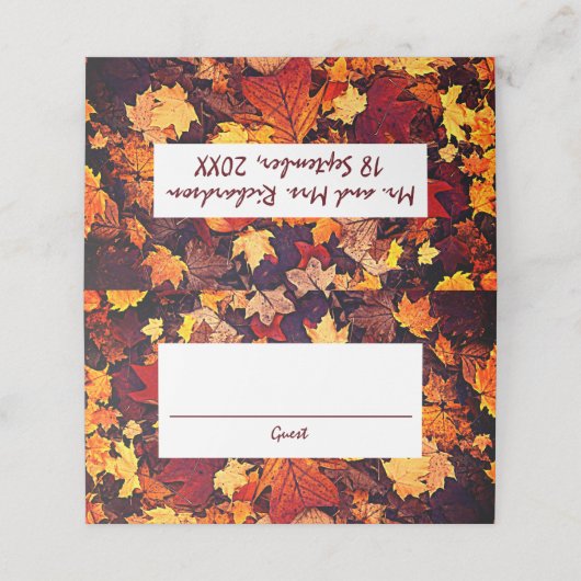 Herfst bladeren herfst bruiloft plaatskaartje (Buitenkant ongevouwen)