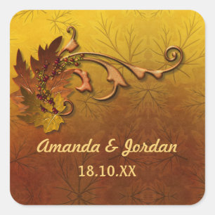 Herfst bladeren herfst bruiloft vierkante sticker