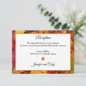 Herfst bladeren herfst kleuren bruiloft receptie informatiekaartje (Staand voorkant)