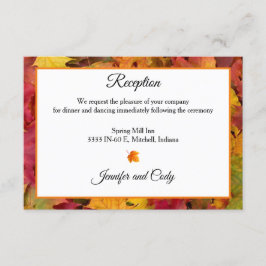 Herfst bladeren herfst kleuren bruiloft receptie informatiekaartje