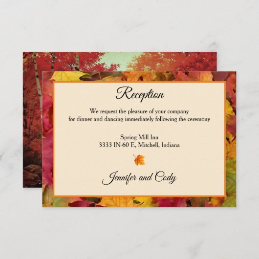 Herfst bladeren herfst kleuren bruiloft receptie informatiekaartje (Voorkant / Achterkant)