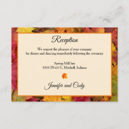 Herfst bladeren herfst kleuren bruiloft receptie informatiekaartje