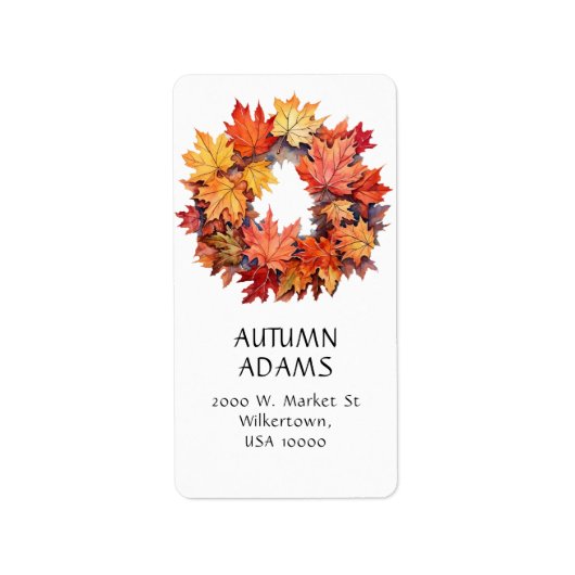 HERFST BLADEREN HERFST KLEUREN KRANS ETIKET (Voorkant)