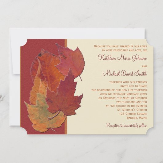 Herfst bladeren II monogram bruiloft uitnodiging 2 (Achterkant)