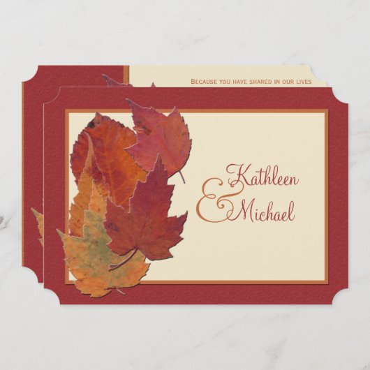 Herfst bladeren II monogram bruiloft uitnodiging 2 (Voorkant / Achterkant)