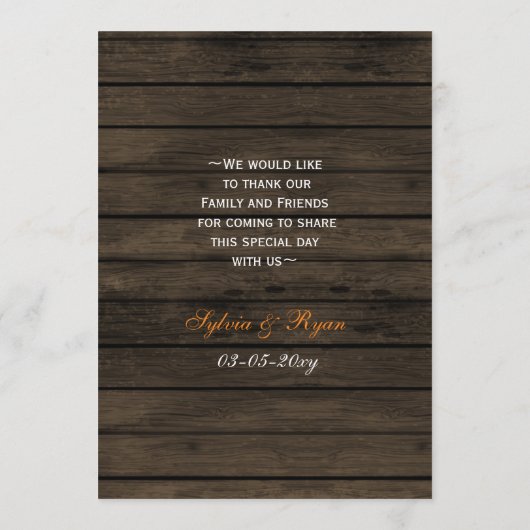 herfst bladeren in een mason jar bruiloft menu (Achterkant)