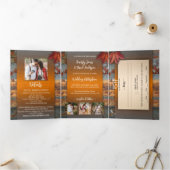 Herfst bladeren industriële bruiloft drieluik uitnodiging (Binnen)