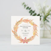 Herfst bladeren krans Thanksgiving diner Kaart (Staand voorkant)