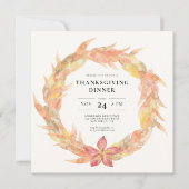 Herfst bladeren krans Thanksgiving diner Kaart (Voorkant)