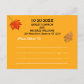 Herfst bladeren krijtbord bruiloft opslaan van de  aankondigingskaart (Achterkant)