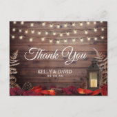 Herfst Bladeren & Lantaarn Herfst Trouwen Dank u Briefkaart (Voorkant)