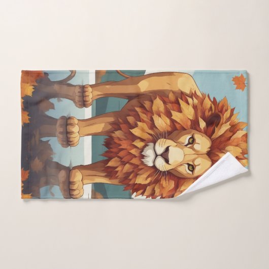 Herfst bladeren mannelijke leeuw bad handdoek (Handdoek)