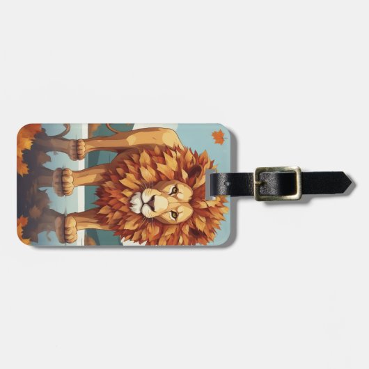 Herfst bladeren mannelijke leeuw bagagelabel (Voorkant horizontaal)
