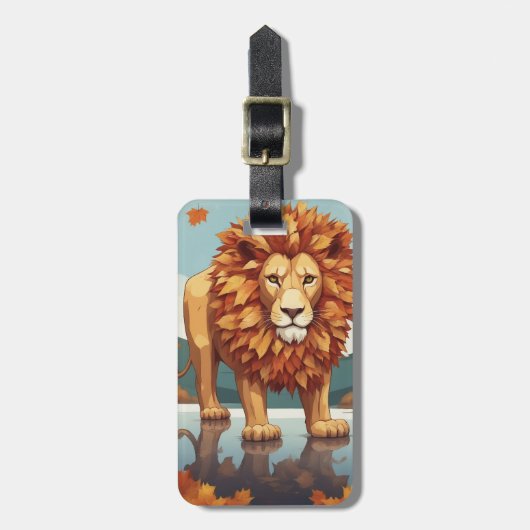 Herfst bladeren mannelijke leeuw bagagelabel (Voorkant verticaal)