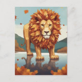 Herfst bladeren mannelijke leeuw briefkaart (Voorkant)