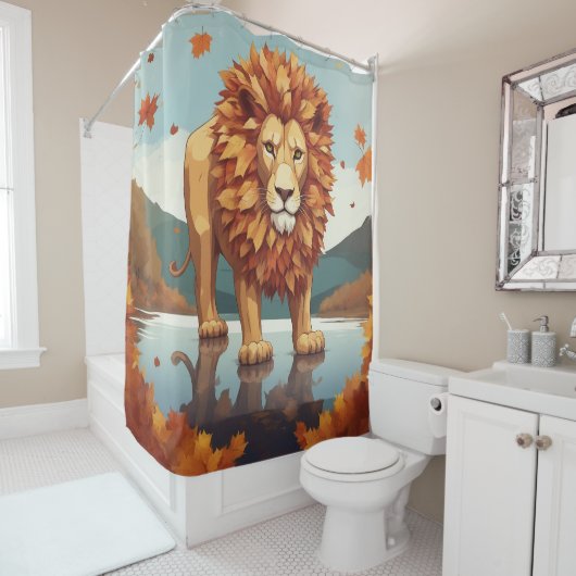 Herfst bladeren mannelijke leeuw douchegordijn (In situ)