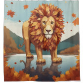 Herfst bladeren mannelijke leeuw douchegordijn (Voorkant)