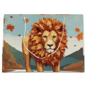 Herfst bladeren mannelijke leeuw groot cadeauzakje (Voorkant)