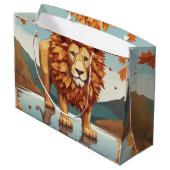 Herfst bladeren mannelijke leeuw groot cadeauzakje (Achterkant Gekanteld)