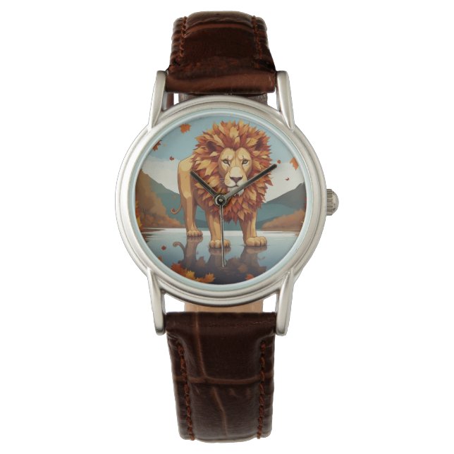 Herfst bladeren mannelijke leeuw horloge (Voorkant)