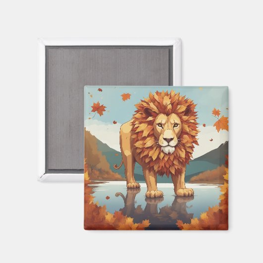 Herfst bladeren mannelijke leeuw magneet (Voorkant / Achterkant)