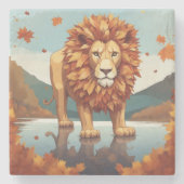 Herfst bladeren mannelijke leeuw stenen onderzetter (Voorkant)