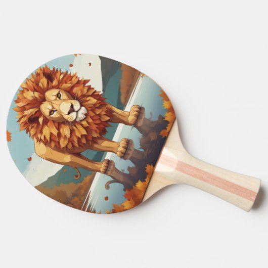 Herfst bladeren mannelijke leeuw tafeltennisbatje (Zijkant)