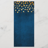 Herfst bladeren marine blauw en gouden bruiloft menu (Achterkant)