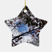 Herfst bladeren met Peeking Blue Sky Keramisch Ornament (Voorkant)