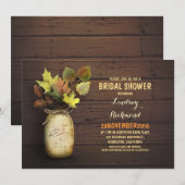 Herfst bladeren metselaar rustiek vrijgezellenfees kaart (Voorkant / Achterkant)