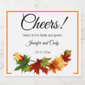 Herfst bladeren mousserende wijn fles bruiloft sparkling wijnetiket (Enkel label)