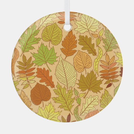 Herfst bladeren: naadloze stof print glas ornament (Voorkant)