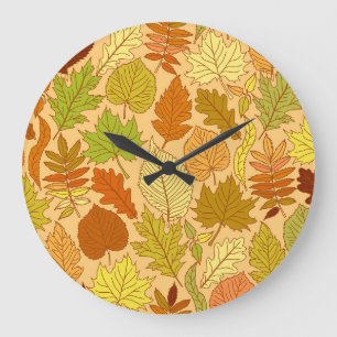 Herfst bladeren: naadloze stof print grote klok