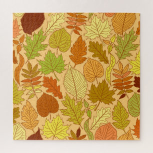 Herfst bladeren: naadloze stof print legpuzzel