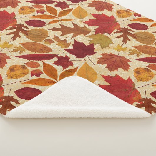 Herfst bladeren op Beige Sherpa Deken (3/4)