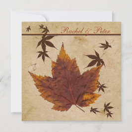 Herfst bladeren op FAUX verouderd papier bruiloft  Kaart