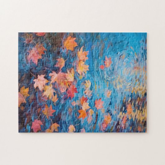 Herfst bladeren op het meer Fine Art Legpuzzel (Horizontaal)
