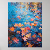Herfst bladeren op het meer Fine Art Poster (Voorkant)